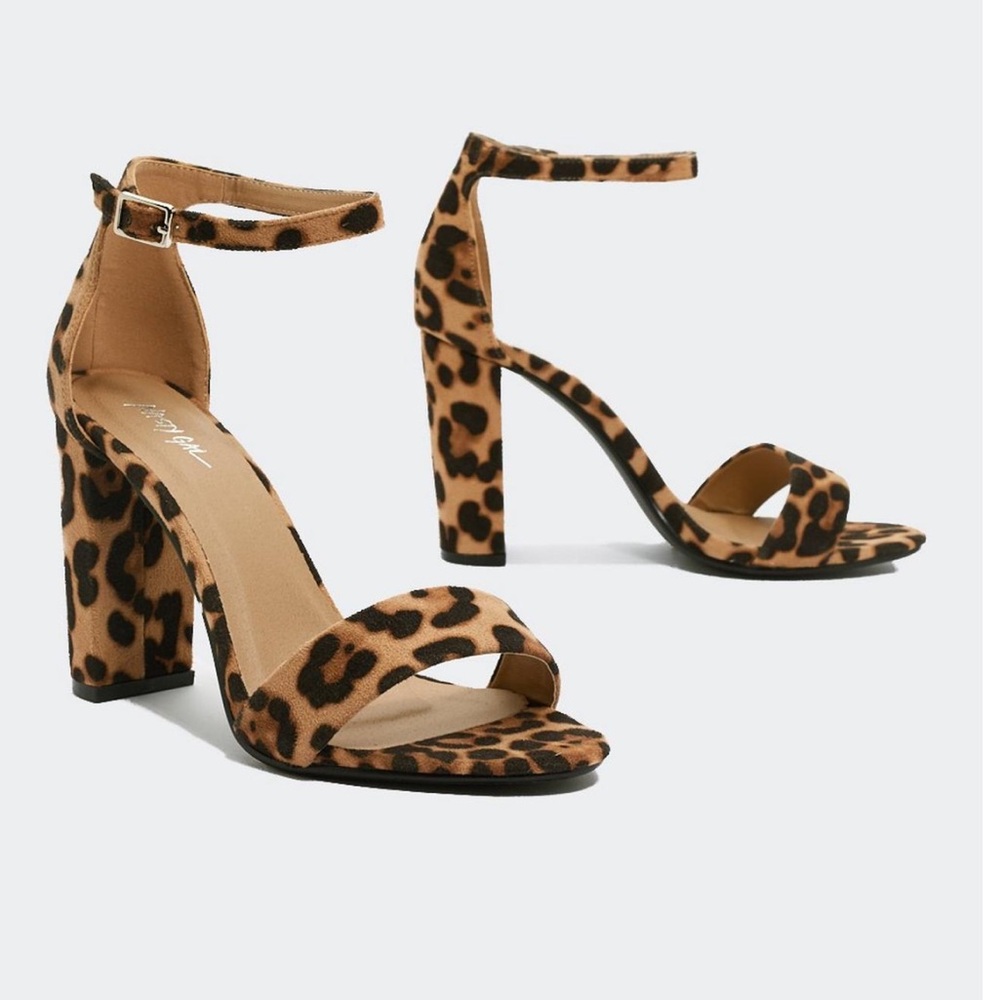 Leopard Faux Suede Block Heels